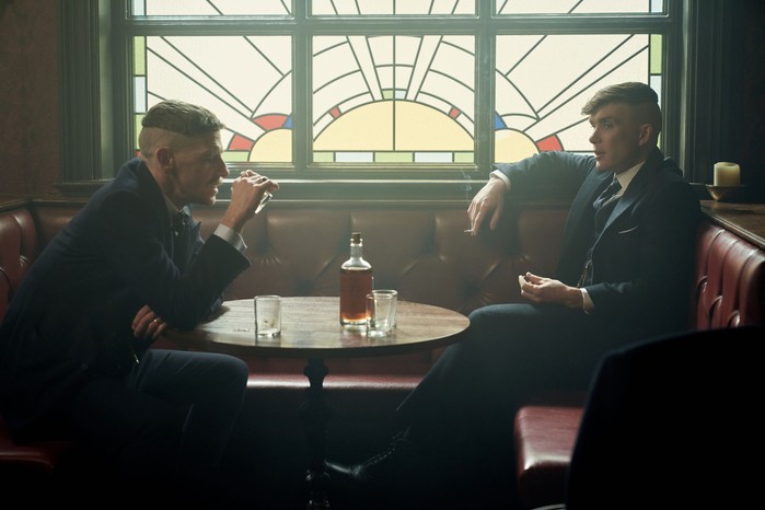 Tommy Shelby and his Birmingham Peaky Blinders will come up against the Billy Boys in series five of the drama. (Image by BBC/Caryn Mandabach Productions Ltd 2019/Robert Viglasky) Tommy and Arthur Shelby drinking