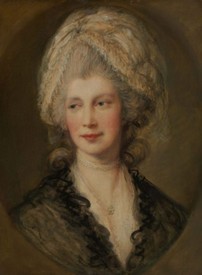 Queen Charlotte. Replica by Gainsborough of a portrait of the queen (Royal Collection) which he painted at Windsor Castle in September 1782. (Image by Heritage Art/Heritage Images via Getty Images) Queen Charlotte. Replica by Gainsborough of a portrait of the queen (Royal Collection) which he painted at Windsor Castle in September 1782. (Image by Heritage Art/Heritage Images via Getty Images)