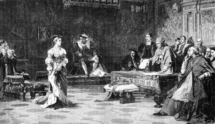 A 19th-century depiction of Catherine's trial, in which she insisted she was the rightful queen as Henry VIII fought for an annulment. (Photo by Culture Club/Getty Images) A 19th-century depiction of Catherine's trial, in which she insisted she was the rightful queen as Henry VIII fought for an annulment. (Photo by Culture Club/Getty Images)