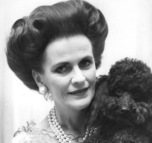 Margaret’s reputation would never recover from the scandal surrounding her divorce, and followed her until she died in 1993. (Photo by Ian Tyas/Keystone Features/Getty Images) Margaret Campbell, Duchess of Argyll with a lapdog