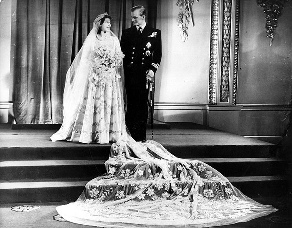 Wedded Royals 20th November 1947: Princess Elizabeth, and The Prince Philip, Duke of Edinburgh at Buckingham Palace after their wedding. (Photo by Hulton Archive/Getty Images)