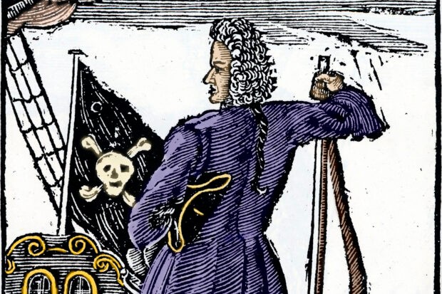 Illustration of Major Stede Bonnet, the Gentleman Pirate, who is brought to life in period comedy Our Flag Means Death Illustration of Major Stede Bonnet, the Gentleman Pirate
