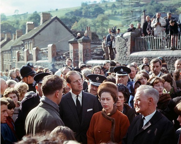 The Queen and Prince Philip visiting Aberfan. The Queen and Prince Philip visiting Aberfan.
