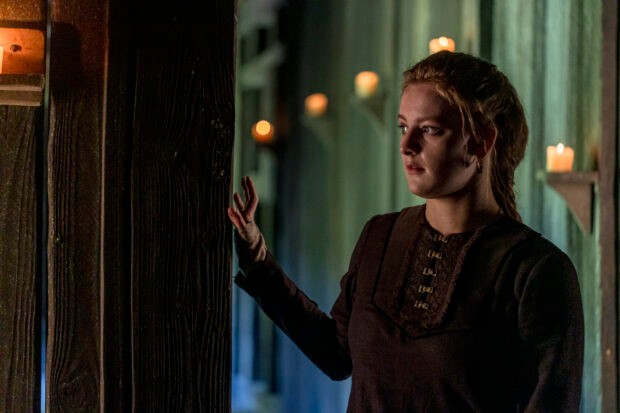 Ælfwynn in season 5 of The Last Kingdom. She was Æthelflæd’s daughter, and ruled briefly after her mother as Lady of Mercia in real history (Photo courtesy of Netflix) Phia Saban as Ælfwynn in season 5 of The Last Kingdom