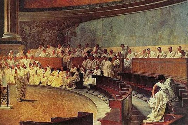 A 19th-century painting shows Cicero denouncing a conspiracy to overthrow the republic in the Roman senate. Corruption and the rapid expansion of the empire were among the challenges that buffeted the republic over its history. A 19th-century painting shows Cicero denouncing a conspiracy to overthrow the republic in the Roman senate. Corruption and the rapid expansion of the empire were among the challenges that buffeted the republic over its history.