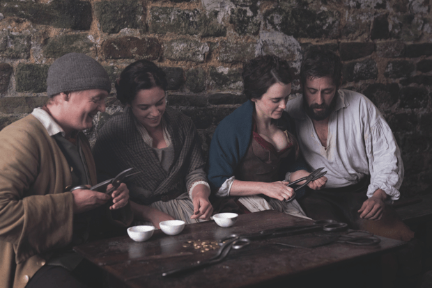 (l-r): Thomas Turgoose, Charlotte Ockelton, Sophie McShera and Michael Socha star as members of the Hartley clan in BBC Two series The Gallows Pole (Photo by BBC Pictures) (l-r): Thomas Turgoose, Charlotte Ockelton, Sophie McShera and Michael Socha star as members of the Hartley clan in BBC Two series The Gallows Pole (Photo by BBC Pictures)